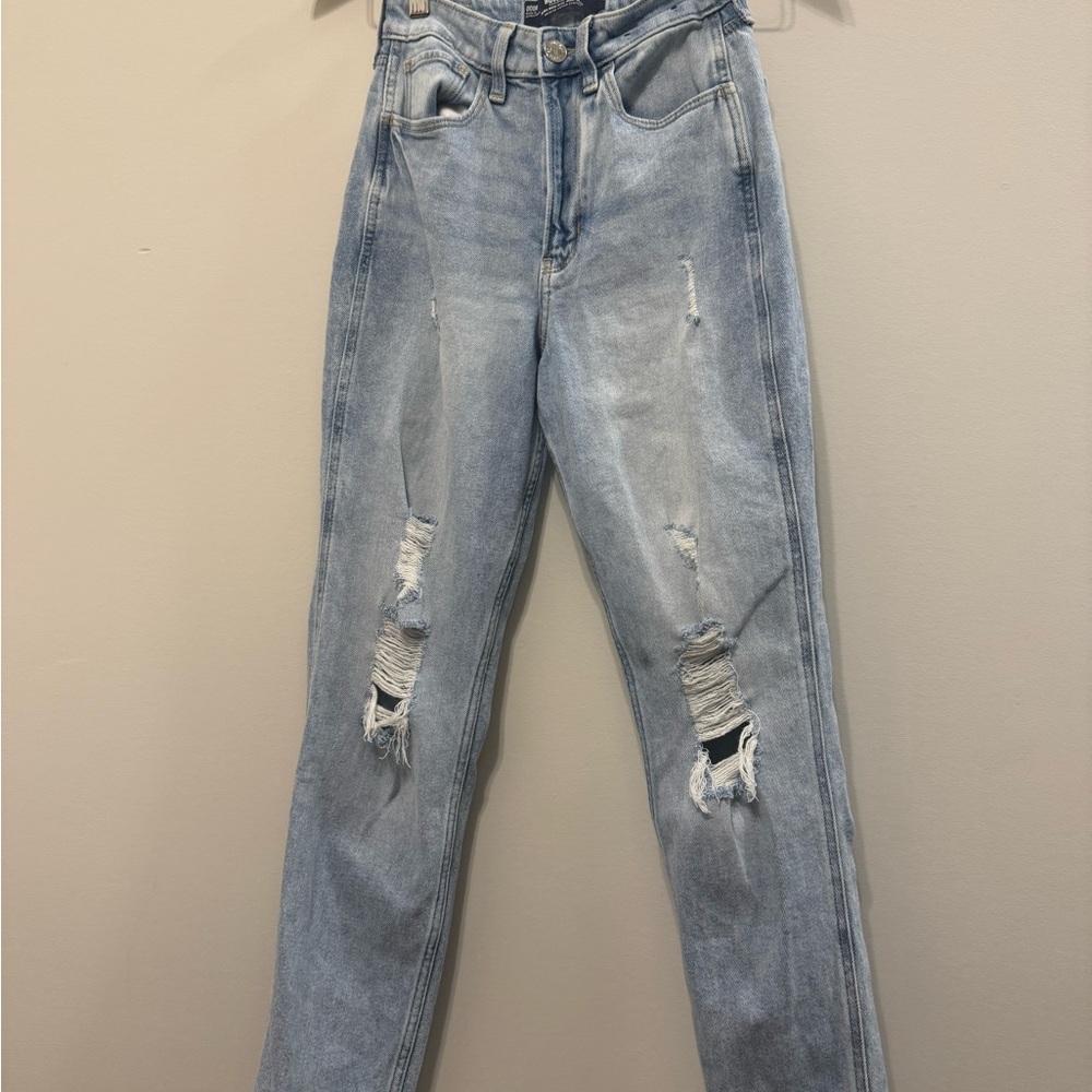 Hollister Women's Distressed Light Blue Jeans